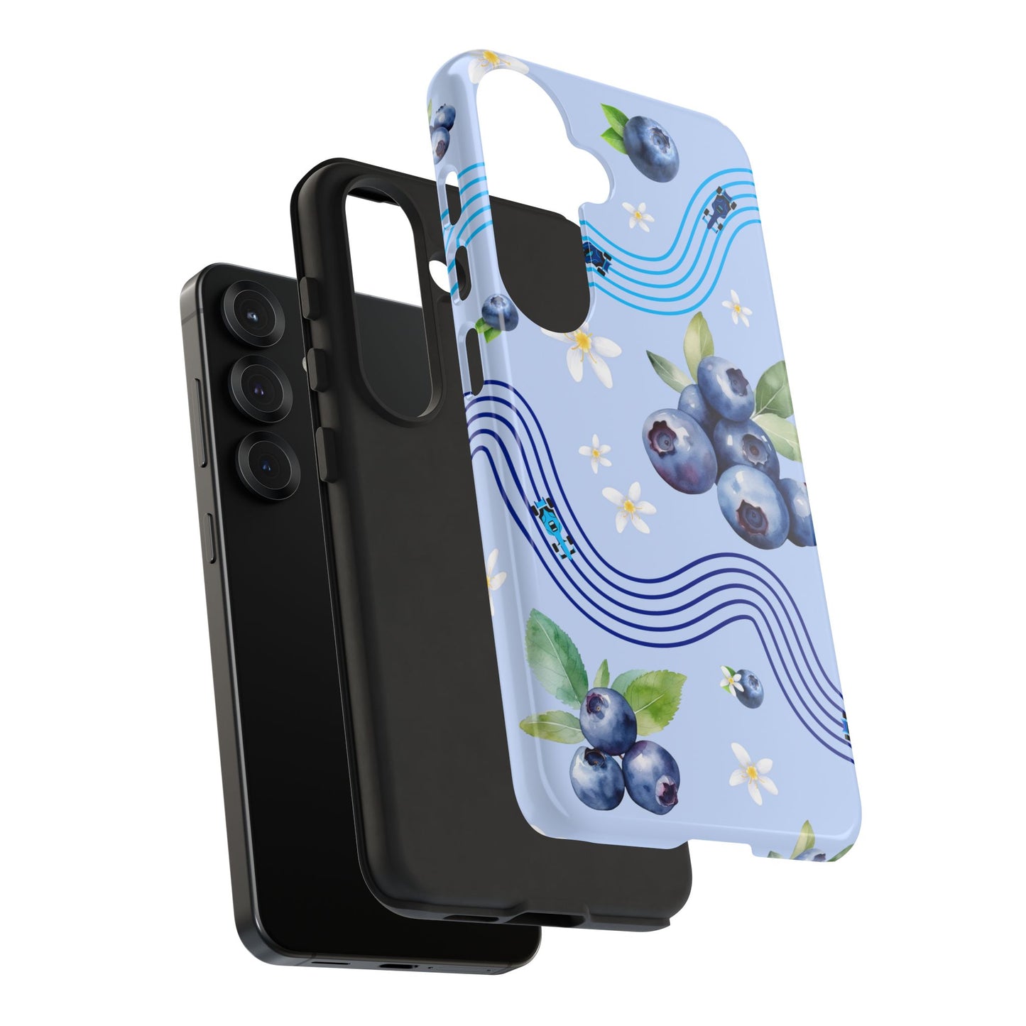 Blue F1 Williams and Blueberries Phone Case, Trendy F1 Gift, Formula 1 Gift, Cute Fruit F1 Phone Case, Unique Phone Case