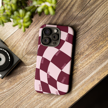F1 Phone Case Pink Checkered Design, Trendy F1 Gift, Formula 1 Gift, Cute F1 Phone Case, Unique Formula One Phone Case