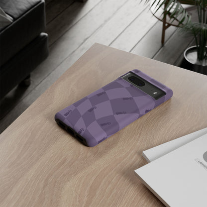 F1 Phone Case Purple Checkered Design, Trendy F1 Gift, Formula 1 Gift, Cute F1 Phone Case, Unique Formula One Phone Case
