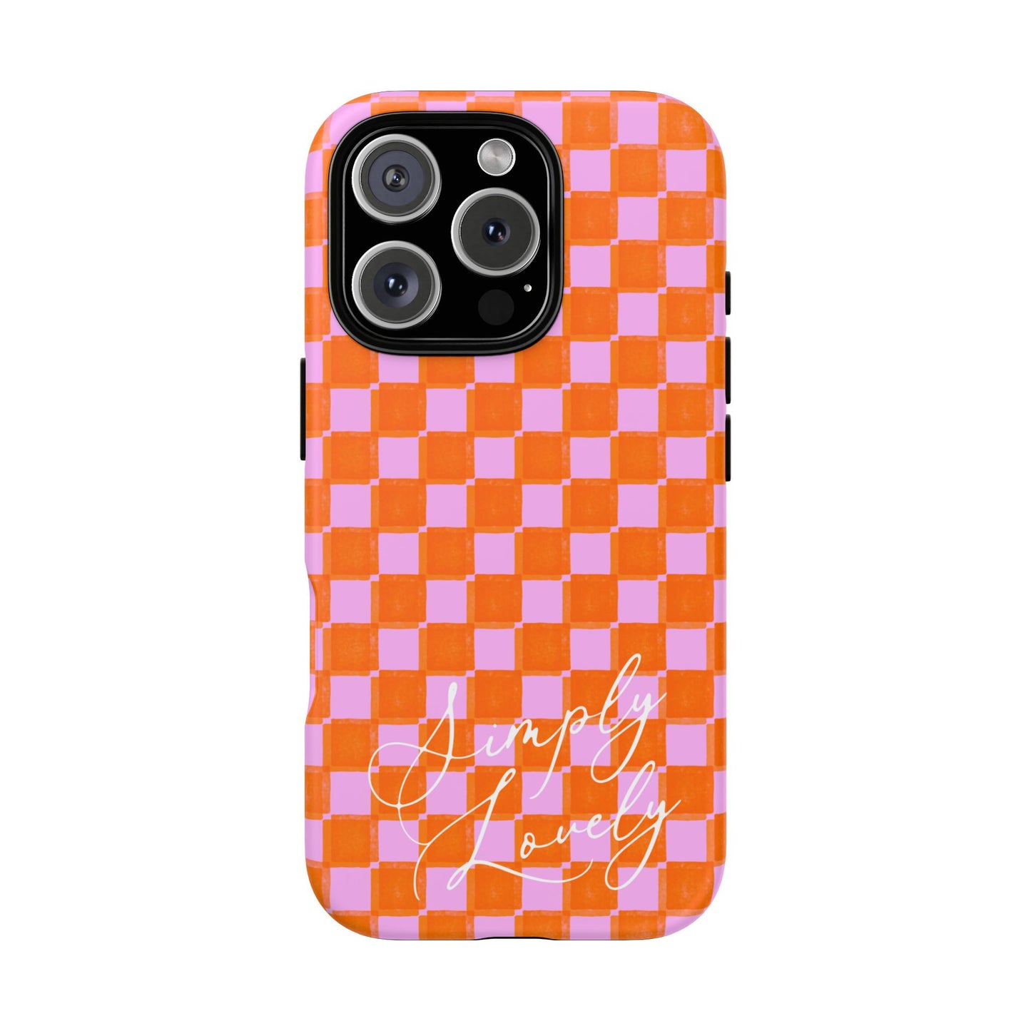 Simply Lovely Orange and Pink Checkered F1 Phone Case Design, Trendy F1 Gift, Formula 1 Gift, Cute F1 Phone Case