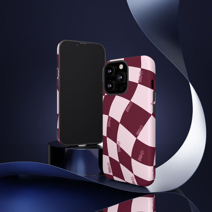 F1 Phone Case Pink Checkered Design, Trendy F1 Gift, Formula 1 Gift, Cute F1 Phone Case, Unique Formula One Phone Case