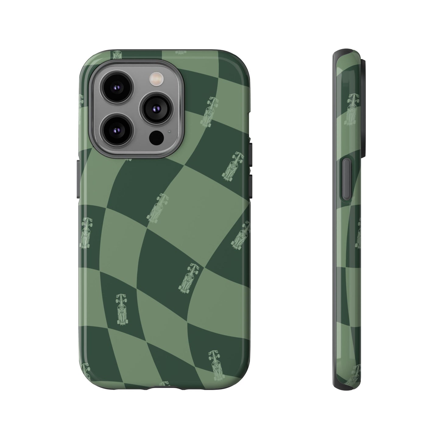 F1 Phone Case Green Checkerboard Design, Trendy F1 Gift, Formula 1 Gift, Cute F1 Phone Case, Unique Formula One Phone Case