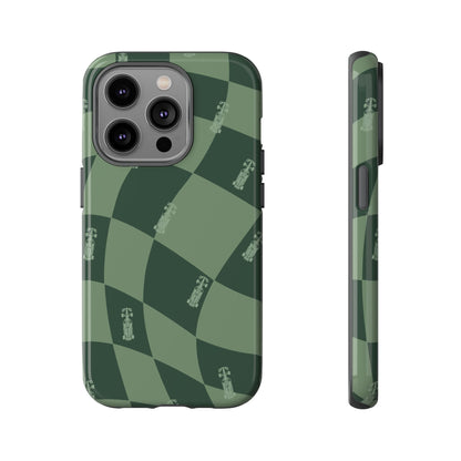 F1 Phone Case Green Checkerboard Design, Trendy F1 Gift, Formula 1 Gift, Cute F1 Phone Case, Unique Formula One Phone Case