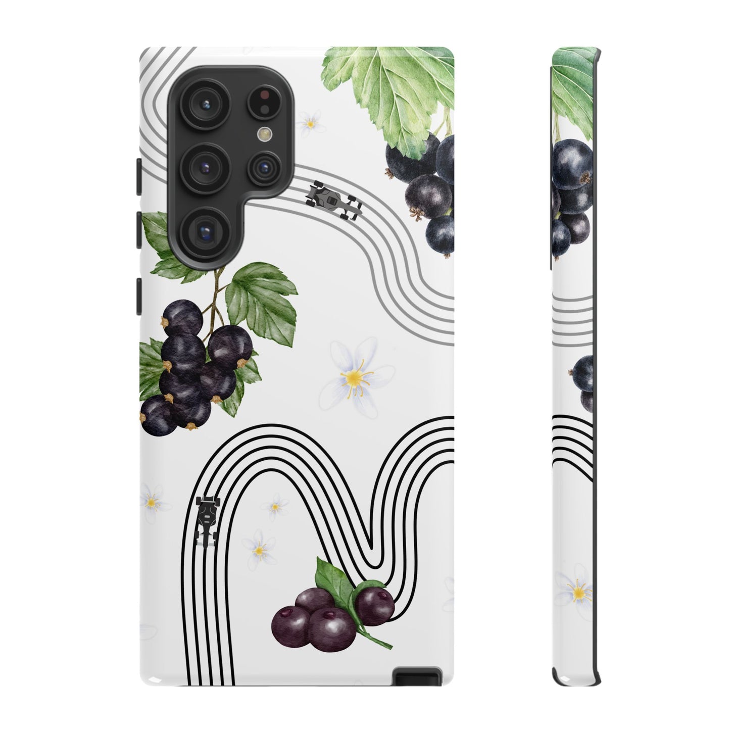 F1 Cadillac and Black Currants Phone Case, Trendy F1 Gift, Formula 1 Gift, Cute Fruit F1 Phone Case, Unique Phone Case