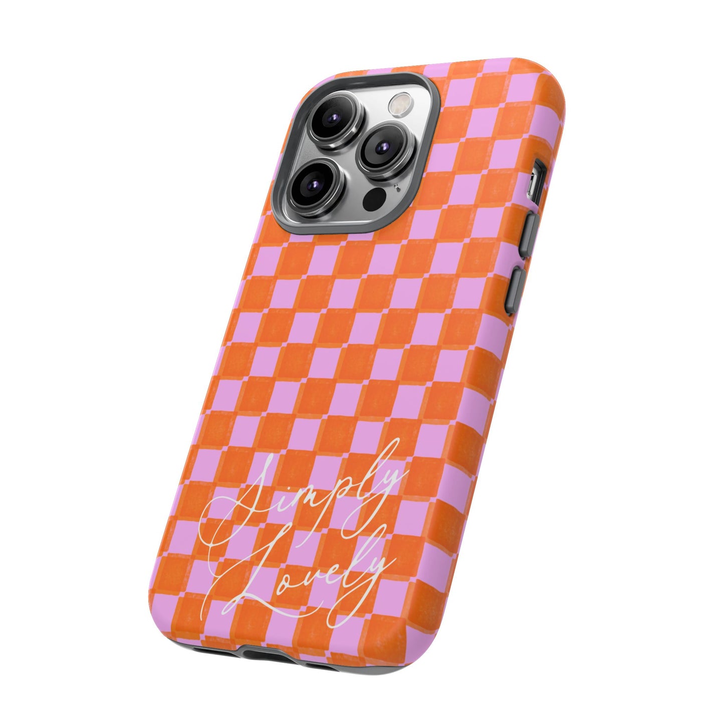 Simply Lovely Orange and Pink Checkered F1 Phone Case Design, Trendy F1 Gift, Formula 1 Gift, Cute F1 Phone Case