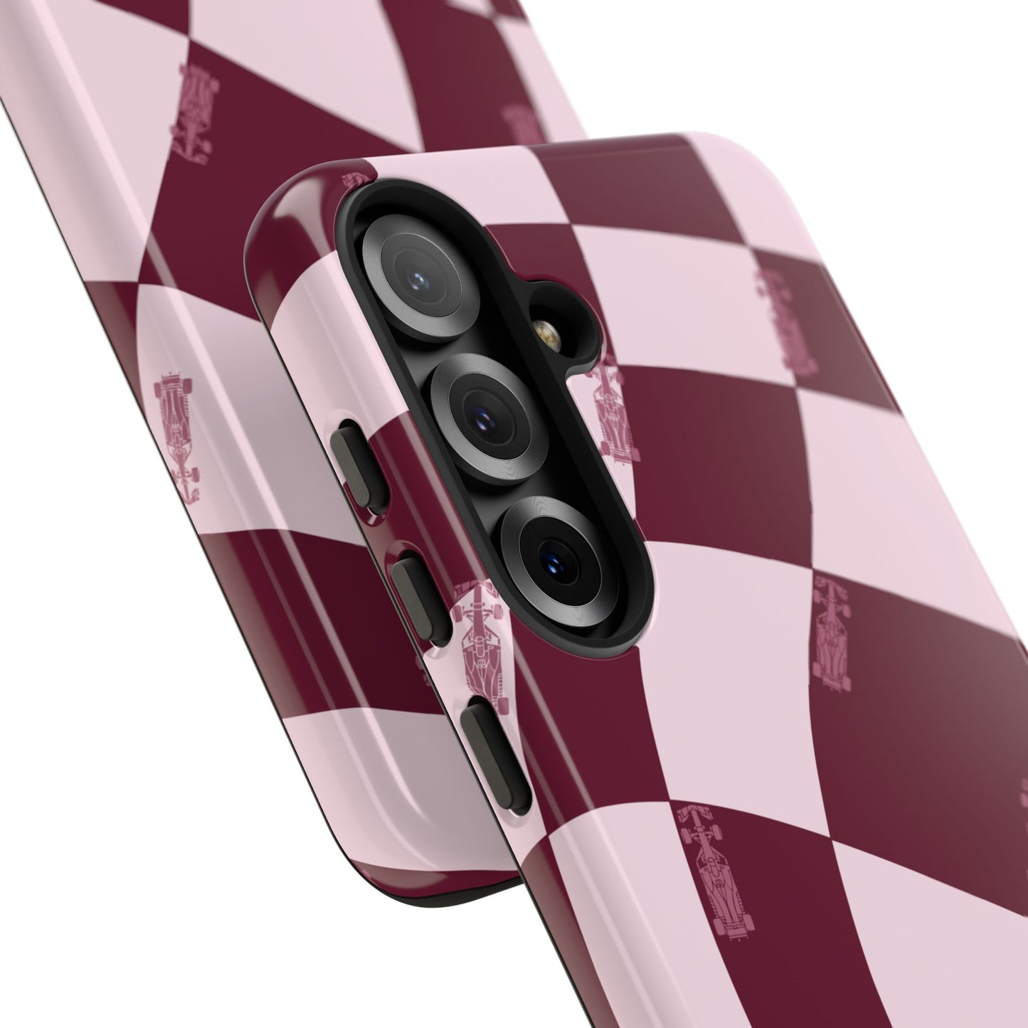 F1 Phone Case Pink Checkered Design, Trendy F1 Gift, Formula 1 Gift, Cute F1 Phone Case, Unique Formula One Phone Case