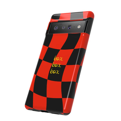 F1 Ferrari Black and Red Checkered Phone Case, Box Box Box F1 Phone Case