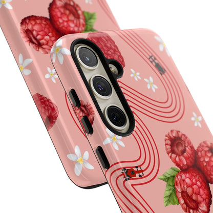 Red F1 Haas and Raspberries Phone Case, Trendy F1 Gift, Formula 1 Gift, Cute Fruit F1 Phone Case, Unique Phone Case