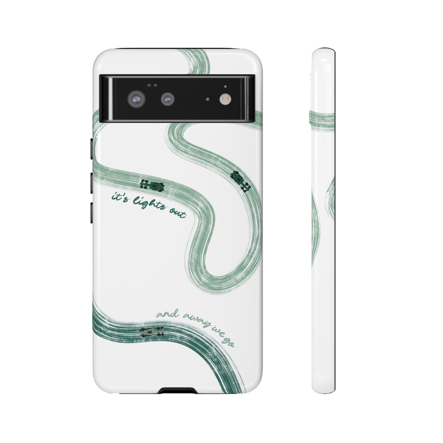 F1 Phone Case Green Painted "its lights out and away we go", Trendy F1 Gift, Formula 1 Gift, Cute F1 Phone Case, Gift for F1 Fans