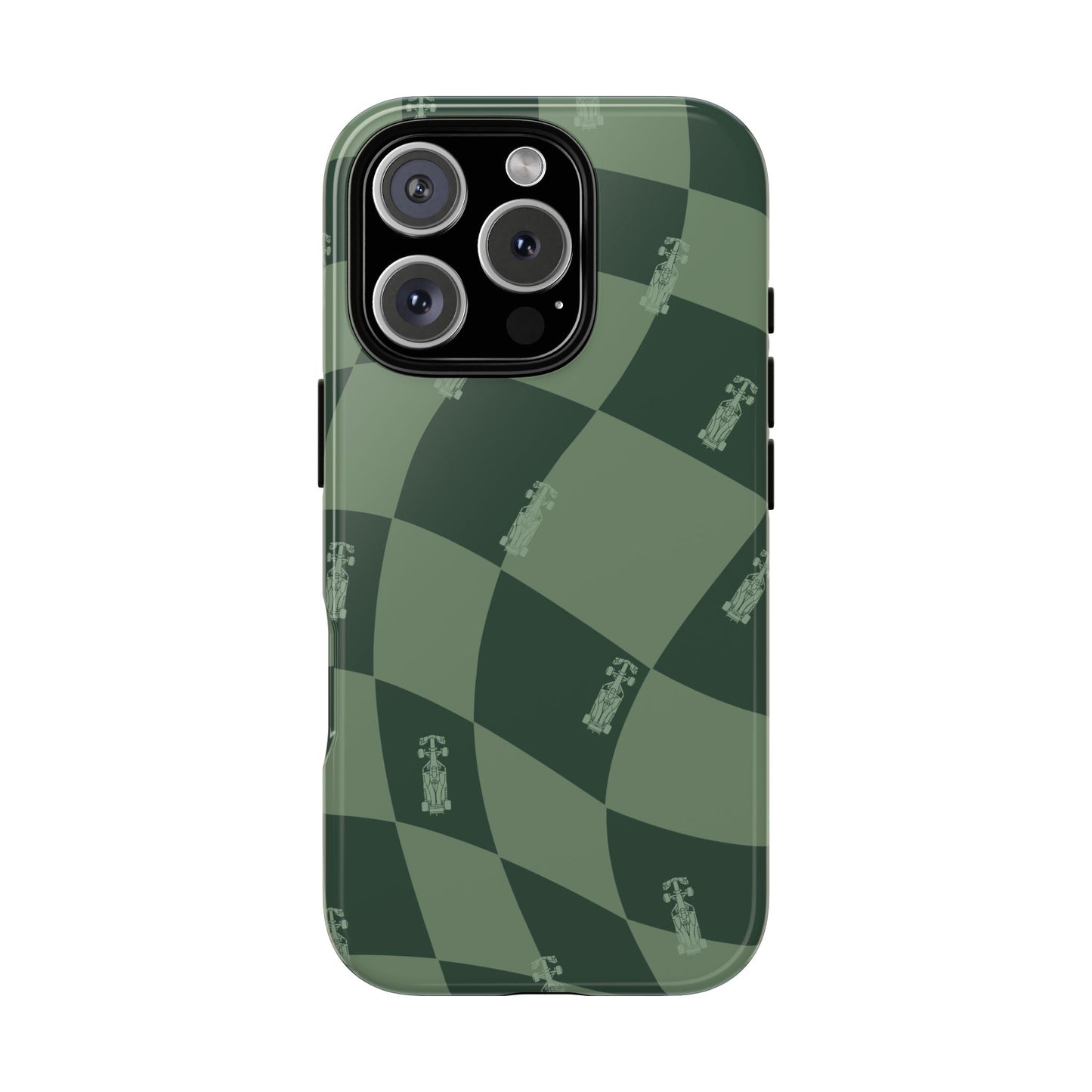 F1 Phone Case Green Checkerboard Design, Trendy F1 Gift, Formula 1 Gift, Cute F1 Phone Case, Unique Formula One Phone Case