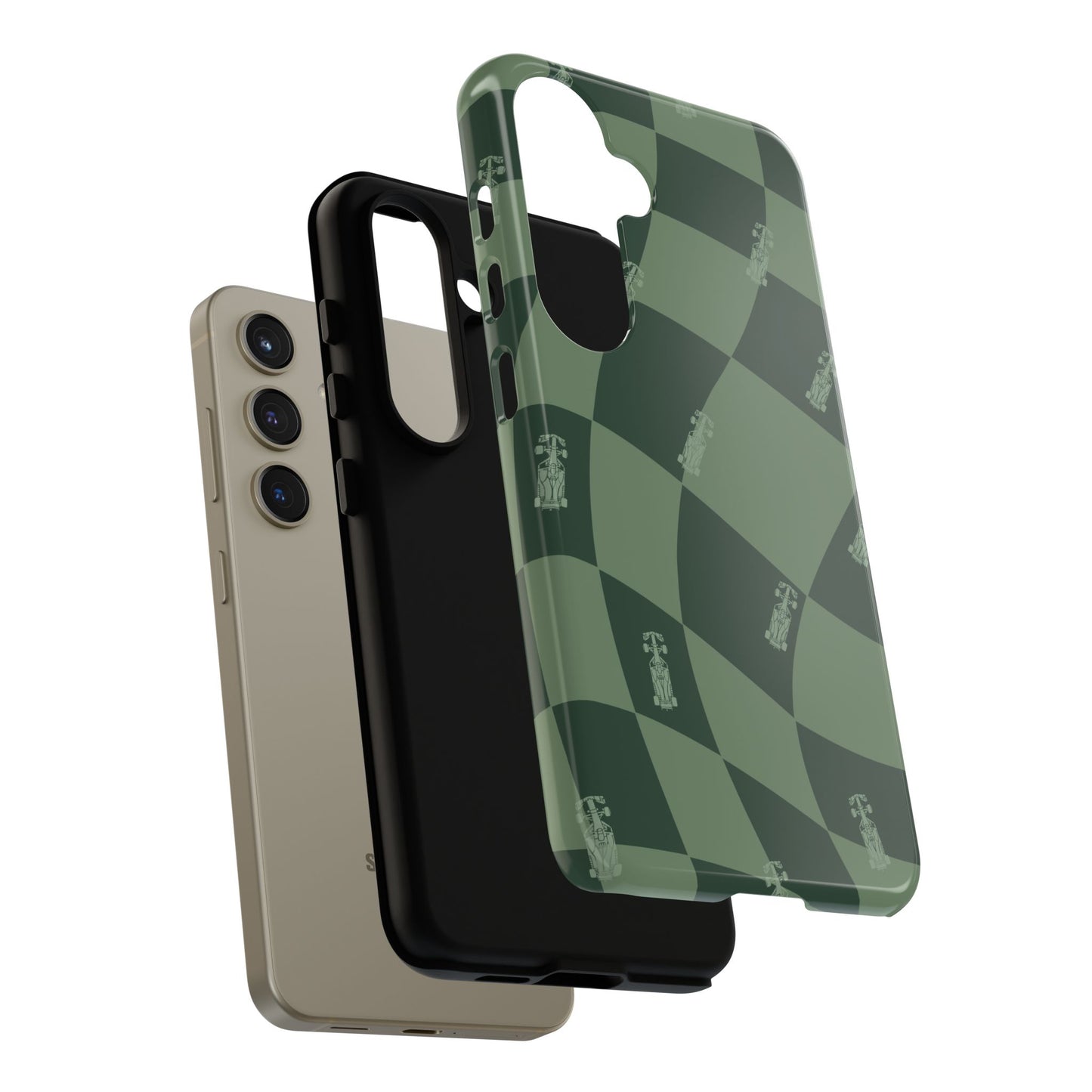 F1 Phone Case Green Checkerboard Design, Trendy F1 Gift, Formula 1 Gift, Cute F1 Phone Case, Unique Formula One Phone Case