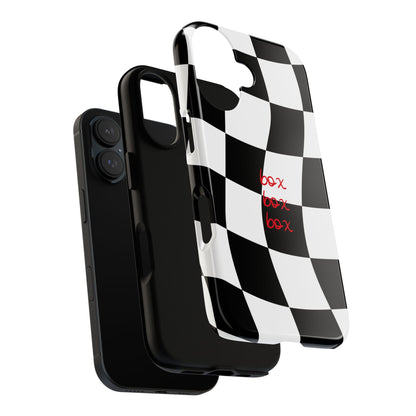Black and Red Checkered F1 Phone Case, Box Box Box F1 Phone Case