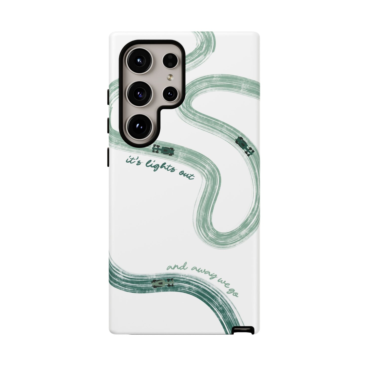 F1 Phone Case Green Painted "its lights out and away we go", Trendy F1 Gift, Formula 1 Gift, Cute F1 Phone Case, Gift for F1 Fans