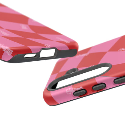 F1 Phone Case Pink and Red Checkerboard Design, Trendy F1 Gift, Girly Formula 1 Gift, Cute F1 Phone Case, Unique Formula One Phone Case