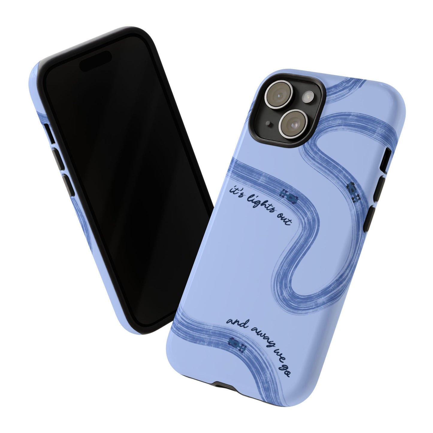 F1 Phone Case Monochrome Blue Painted "its lights out and away we go", Trendy F1 Gift, Formula 1 Gift, Cute F1 Phone Case, Phone Case