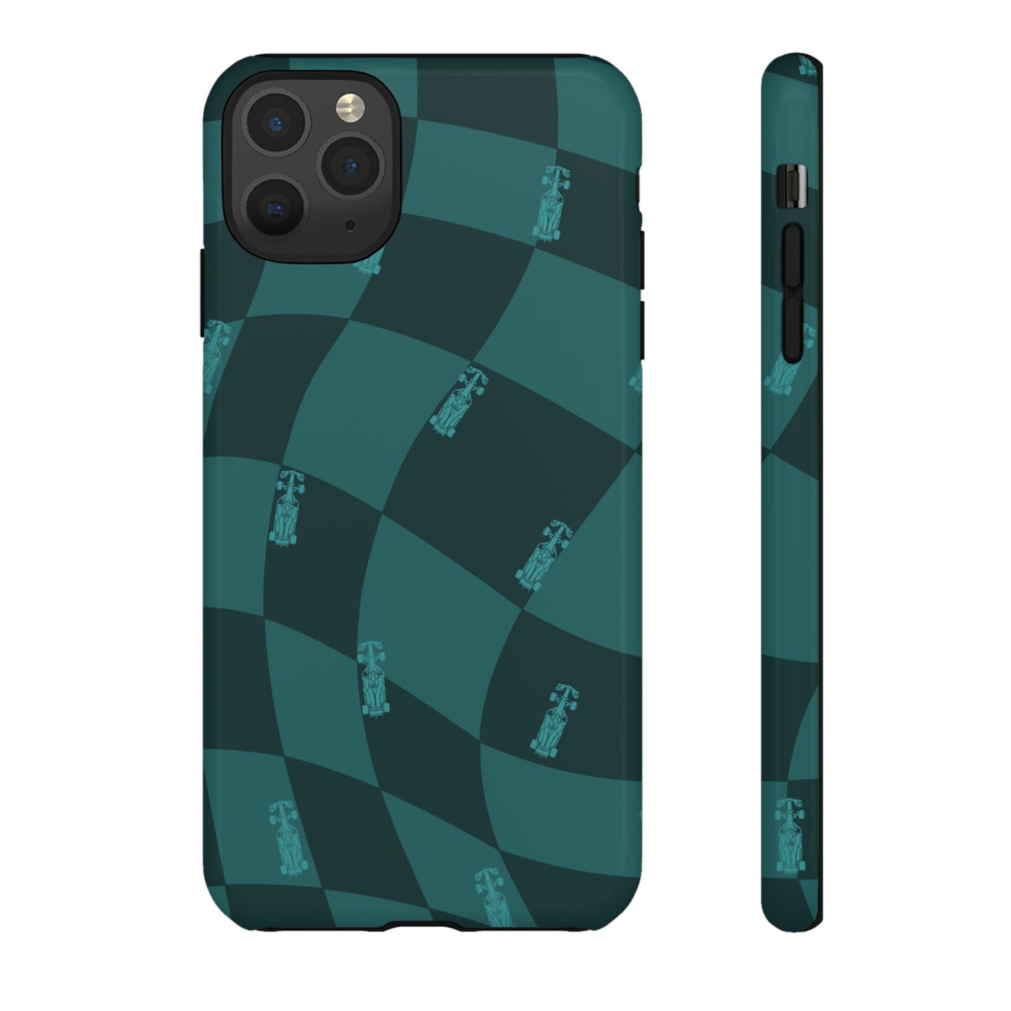F1 Phone Case Teal Checkered Design, Trendy F1 Gift, Formula 1 Gift, Cute F1 Phone Case, Unique Formula One Phone Case