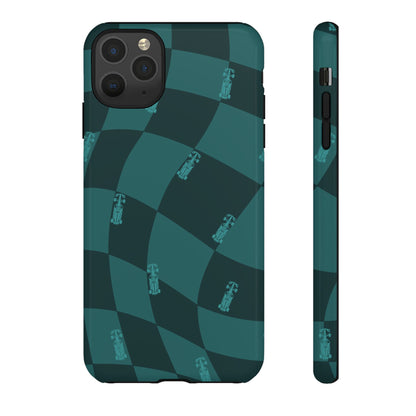 F1 Phone Case Teal Checkered Design, Trendy F1 Gift, Formula 1 Gift, Cute F1 Phone Case, Unique Formula One Phone Case