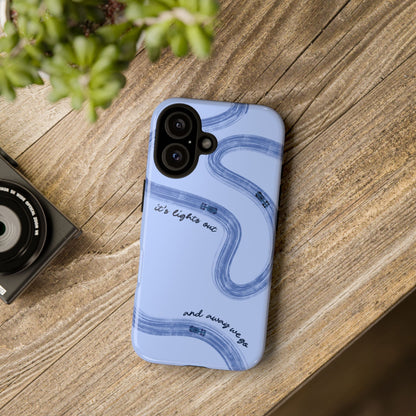 F1 Phone Case Monochrome Blue Painted "its lights out and away we go", Trendy F1 Gift, Formula 1 Gift, Cute F1 Phone Case, Phone Case