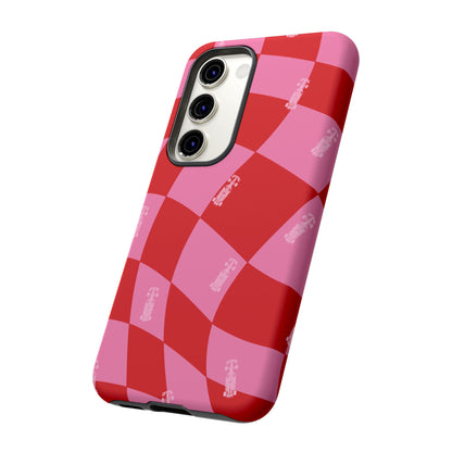 F1 Phone Case Pink and Red Checkerboard Design, Trendy F1 Gift, Girly Formula 1 Gift, Cute F1 Phone Case, Unique Formula One Phone Case
