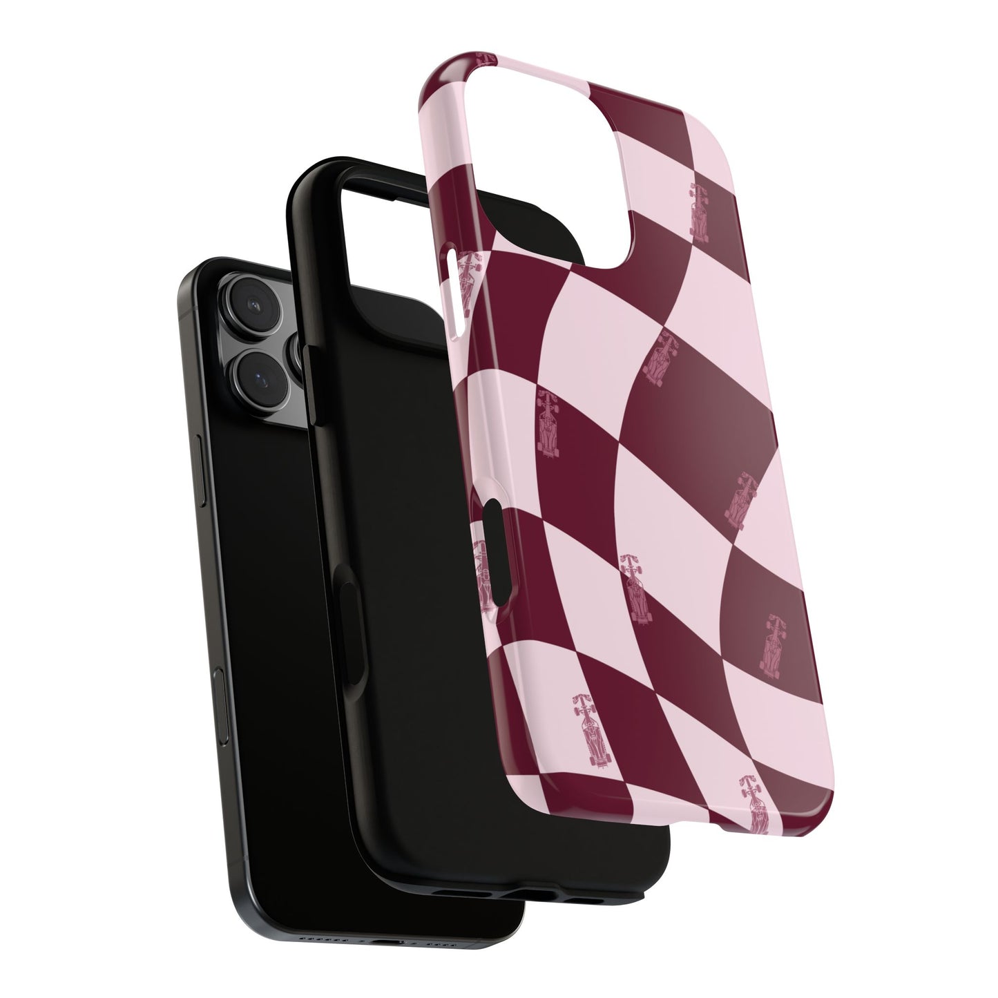 F1 Phone Case Pink Checkered Design, Trendy F1 Gift, Formula 1 Gift, Cute F1 Phone Case, Unique Formula One Phone Case