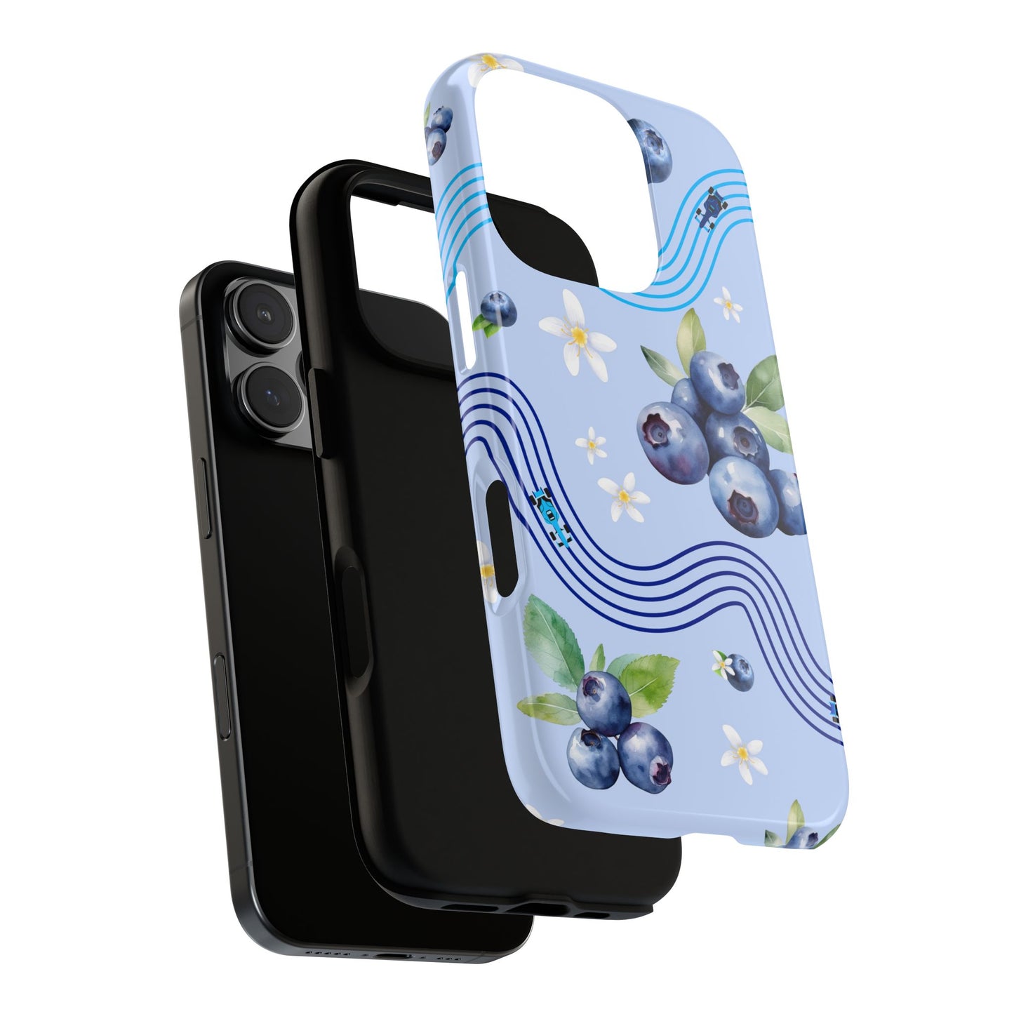 Blue F1 Williams and Blueberries Phone Case, Trendy F1 Gift, Formula 1 Gift, Cute Fruit F1 Phone Case, Unique Phone Case