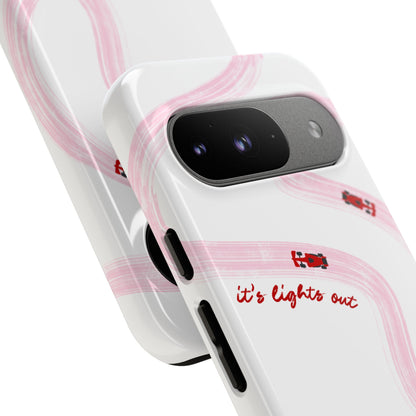 F1 Phone Case Pink and Red Painted "its lights out and away we go", Trendy F1 Gift, Formula 1 Gift, Cute F1 Phone Case, Unique Phone Case