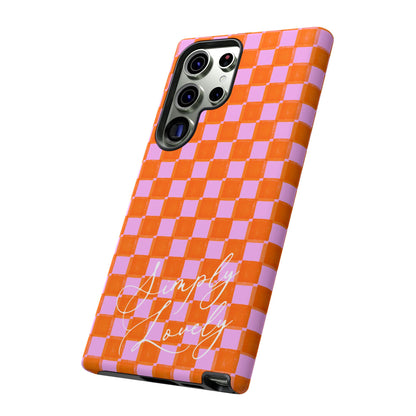 Simply Lovely Orange and Pink Checkered F1 Phone Case Design, Trendy F1 Gift, Formula 1 Gift, Cute F1 Phone Case