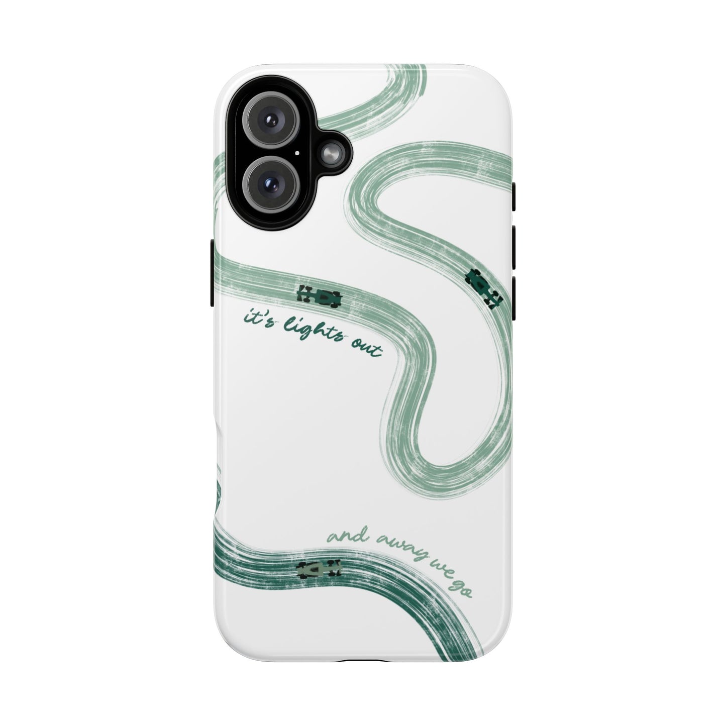 F1 Phone Case Green Painted "its lights out and away we go", Trendy F1 Gift, Formula 1 Gift, Cute F1 Phone Case, Gift for F1 Fans