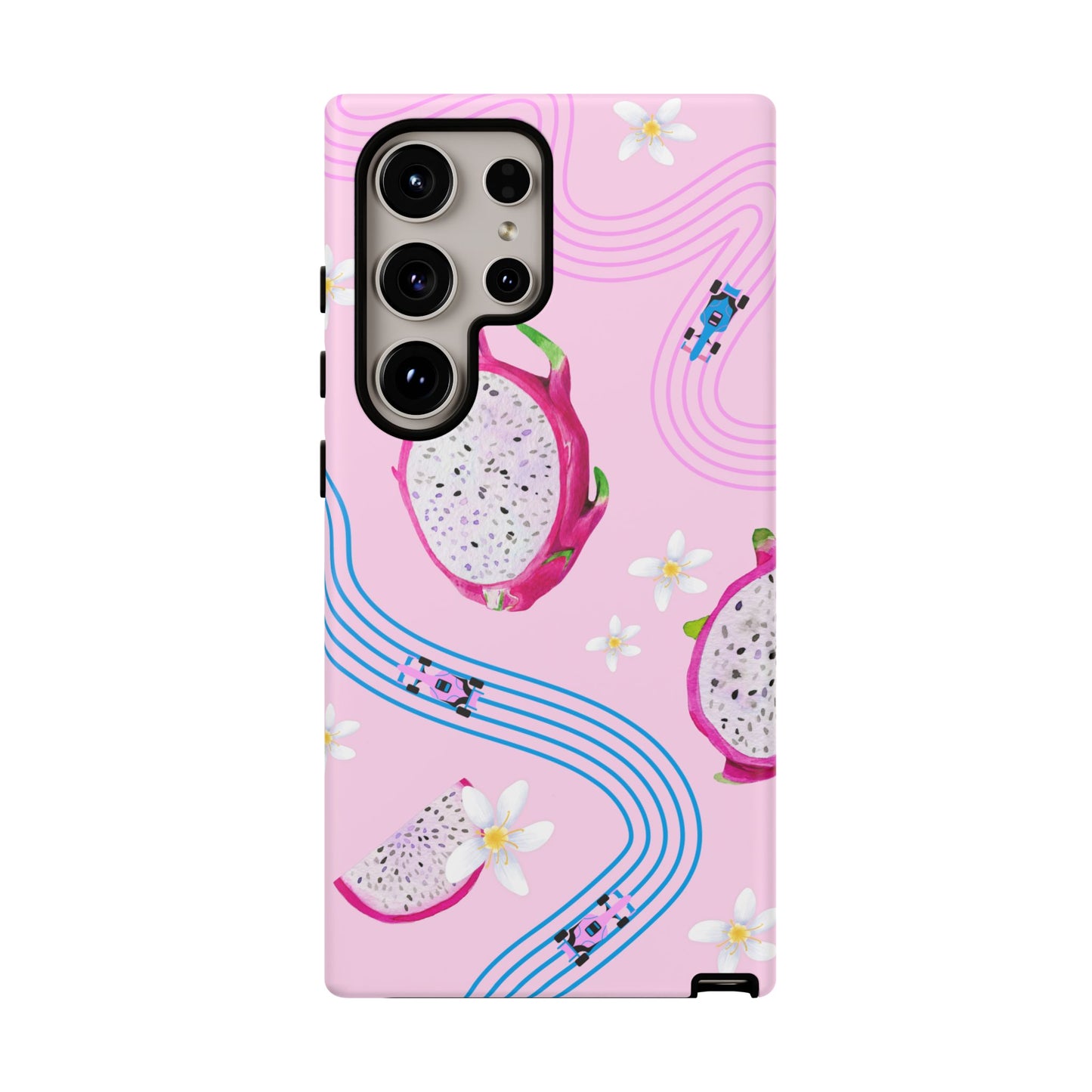 Pink F1 Alpine and Dragonfruit Phone Case, Trendy F1 Gift, Formula 1 Gift, Cute Fruit F1 Phone Case, Unique Phone Case