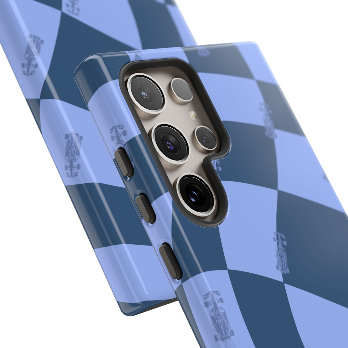 F1 Phone Case Blue Checkerboard Design, Trendy F1 Gift, Formula 1 Gift, Cute F1 Phone Case, Unique Formula One Phone Case
