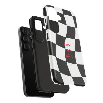 Black and Red Checkered F1 Phone Case, Box Box Box F1 Phone Case