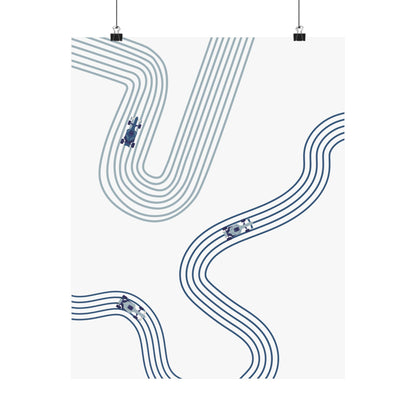 Abstract Blue F1 Matte Vertical Poster | F1 Giclée Art Print (US SIZING)