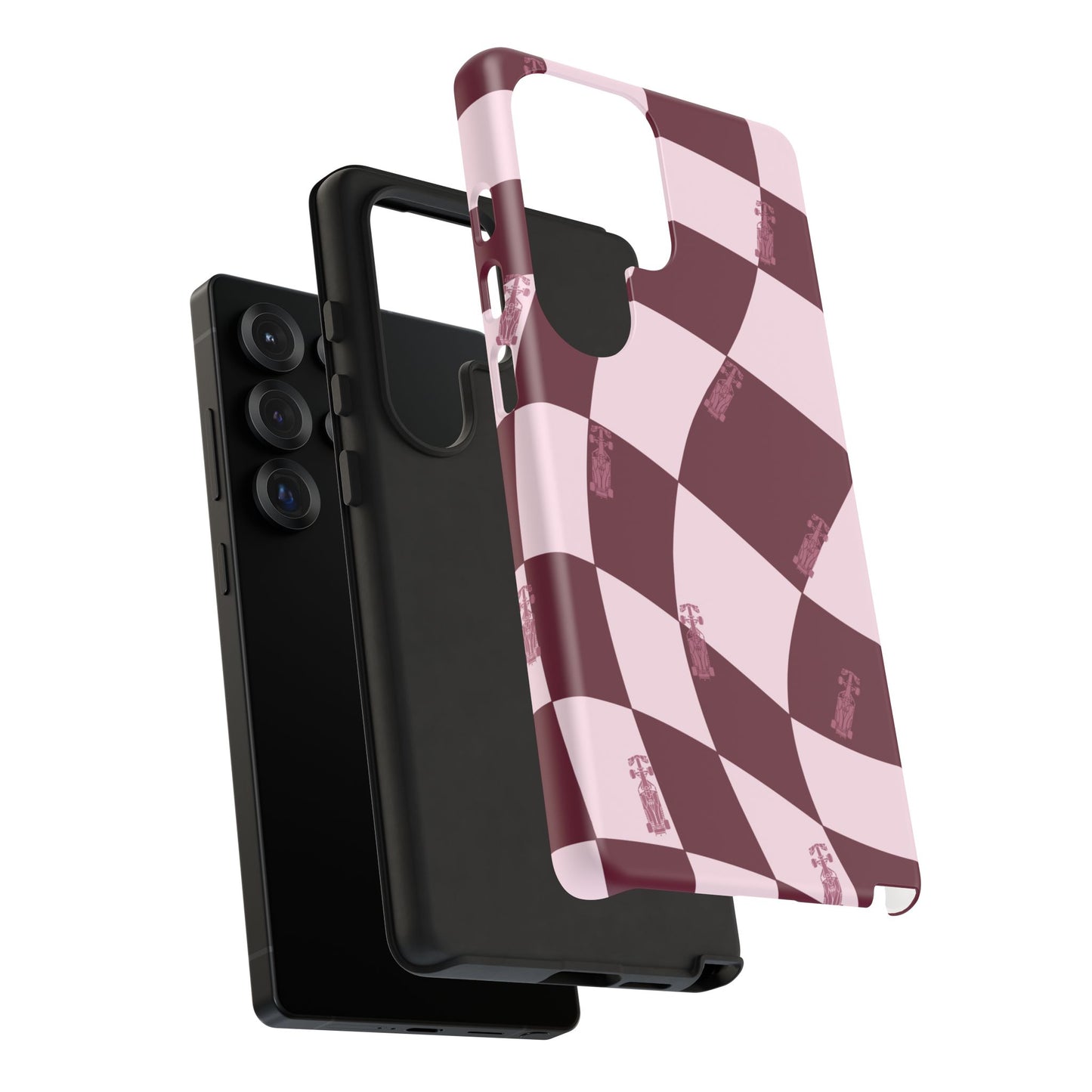 F1 Phone Case Pink Checkered Design, Trendy F1 Gift, Formula 1 Gift, Cute F1 Phone Case, Unique Formula One Phone Case