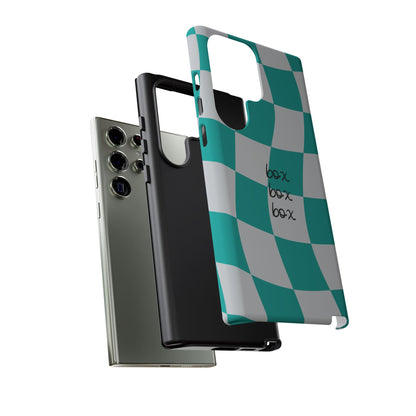 Mercedes Teal and Grey Checkered F1 Phone Case, Box Box Box F1 Phone Case