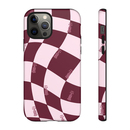 F1 Phone Case Pink Checkered Design, Trendy F1 Gift, Formula 1 Gift, Cute F1 Phone Case, Unique Formula One Phone Case