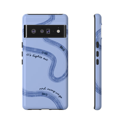 F1 Phone Case Monochrome Blue Painted "its lights out and away we go", Trendy F1 Gift, Formula 1 Gift, Cute F1 Phone Case, Phone Case