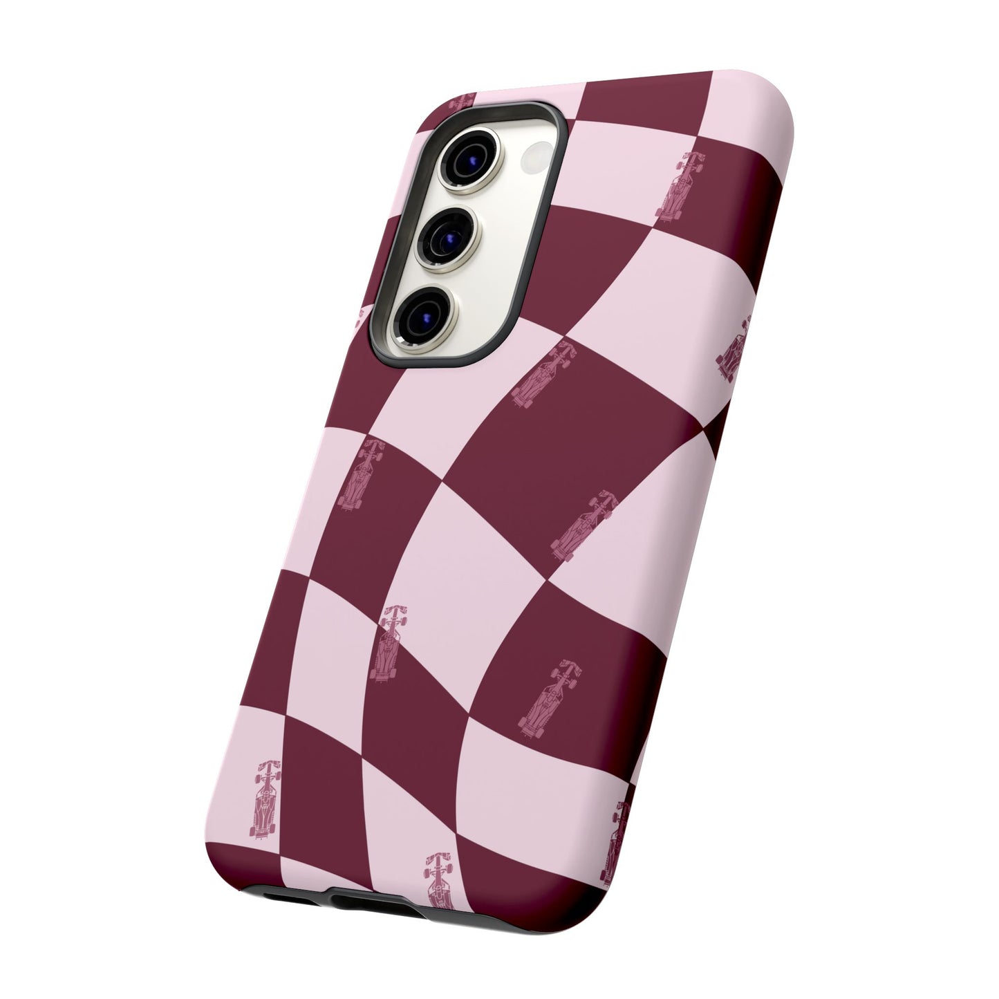 F1 Phone Case Pink Checkered Design, Trendy F1 Gift, Formula 1 Gift, Cute F1 Phone Case, Unique Formula One Phone Case