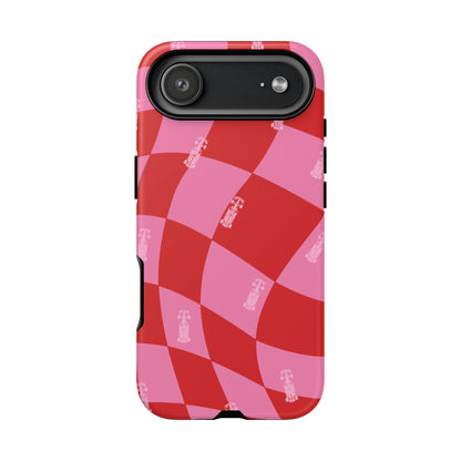 F1 Phone Case Pink and Red Checkerboard Design, Trendy F1 Gift, Girly Formula 1 Gift, Cute F1 Phone Case, Unique Formula One Phone Case