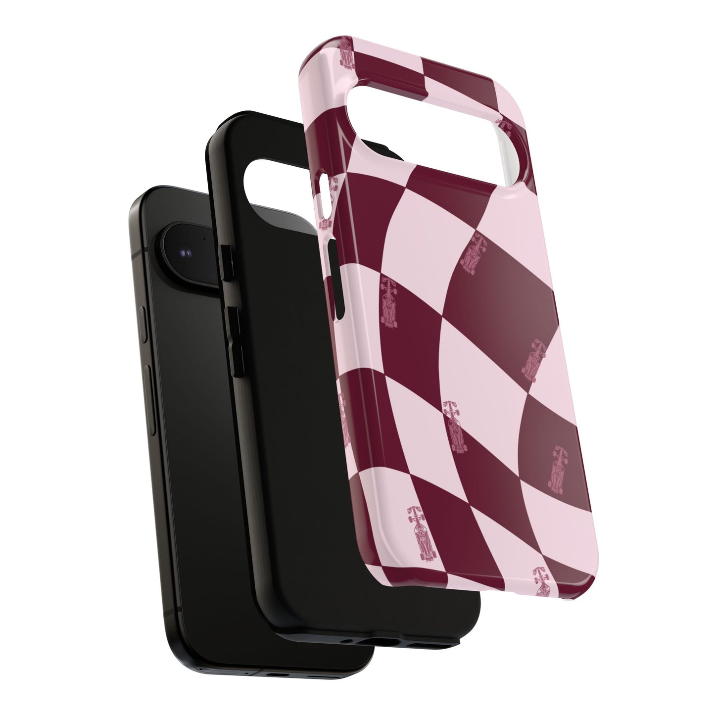 F1 Phone Case Pink Checkered Design, Trendy F1 Gift, Formula 1 Gift, Cute F1 Phone Case, Unique Formula One Phone Case