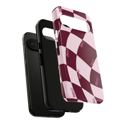 F1 Phone Case Pink Checkered Design, Trendy F1 Gift, Formula 1 Gift, Cute F1 Phone Case, Unique Formula One Phone Case