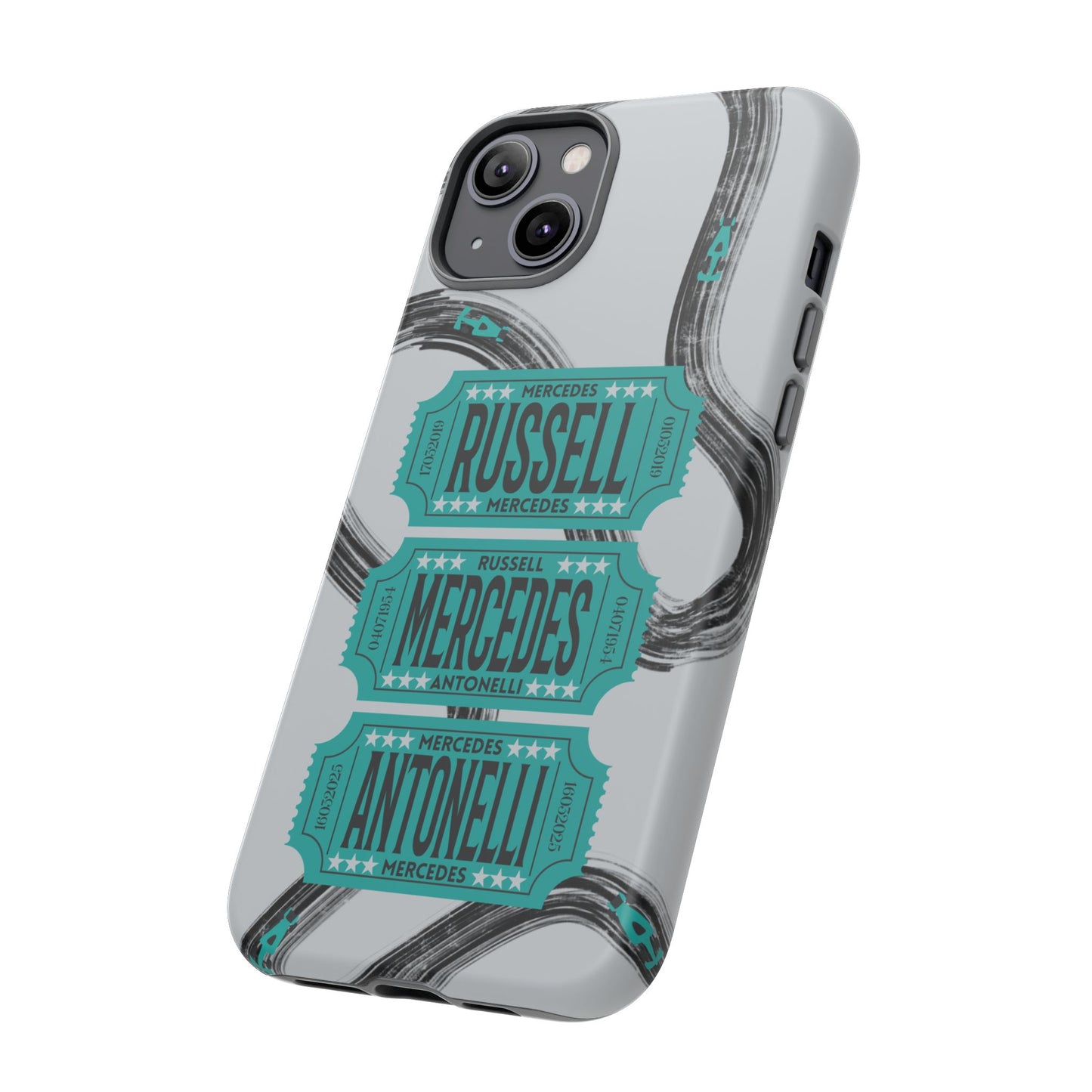 Mercedes F1 Phone Case Painted Ticket Stubs, Trendy F1 Gift, Formula 1 Gift, Cute F1 Phone Case