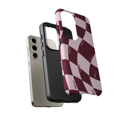 F1 Phone Case Pink Checkered Design, Trendy F1 Gift, Formula 1 Gift, Cute F1 Phone Case, Unique Formula One Phone Case