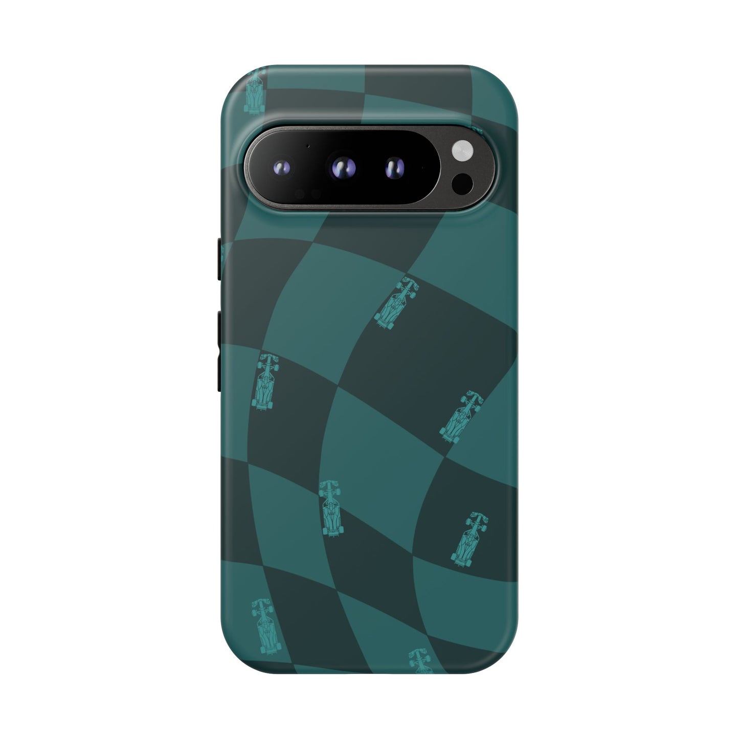 F1 Phone Case Teal Checkered Design, Trendy F1 Gift, Formula 1 Gift, Cute F1 Phone Case, Unique Formula One Phone Case