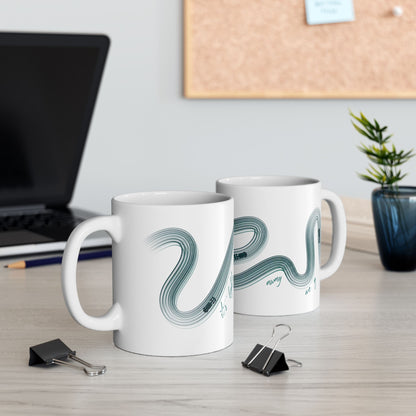 Green Painted F1  It's Lights Out and Away We Go Mug, Unique Gift for Coffee Lovers, Whimsical Formula 1 Gift