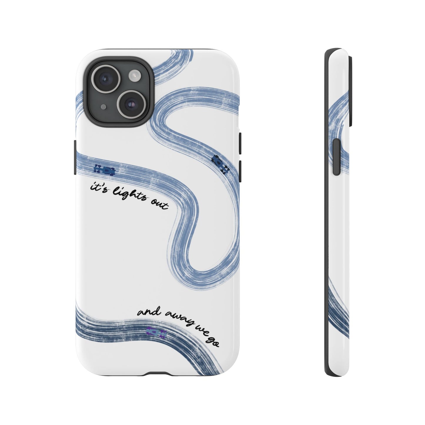 F1 Phone Case Blue Painted "its lights out and away we go", Trendy F1 Gift, Formula 1 Gift, Cute F1 Phone Case, Gift for F1 Fans