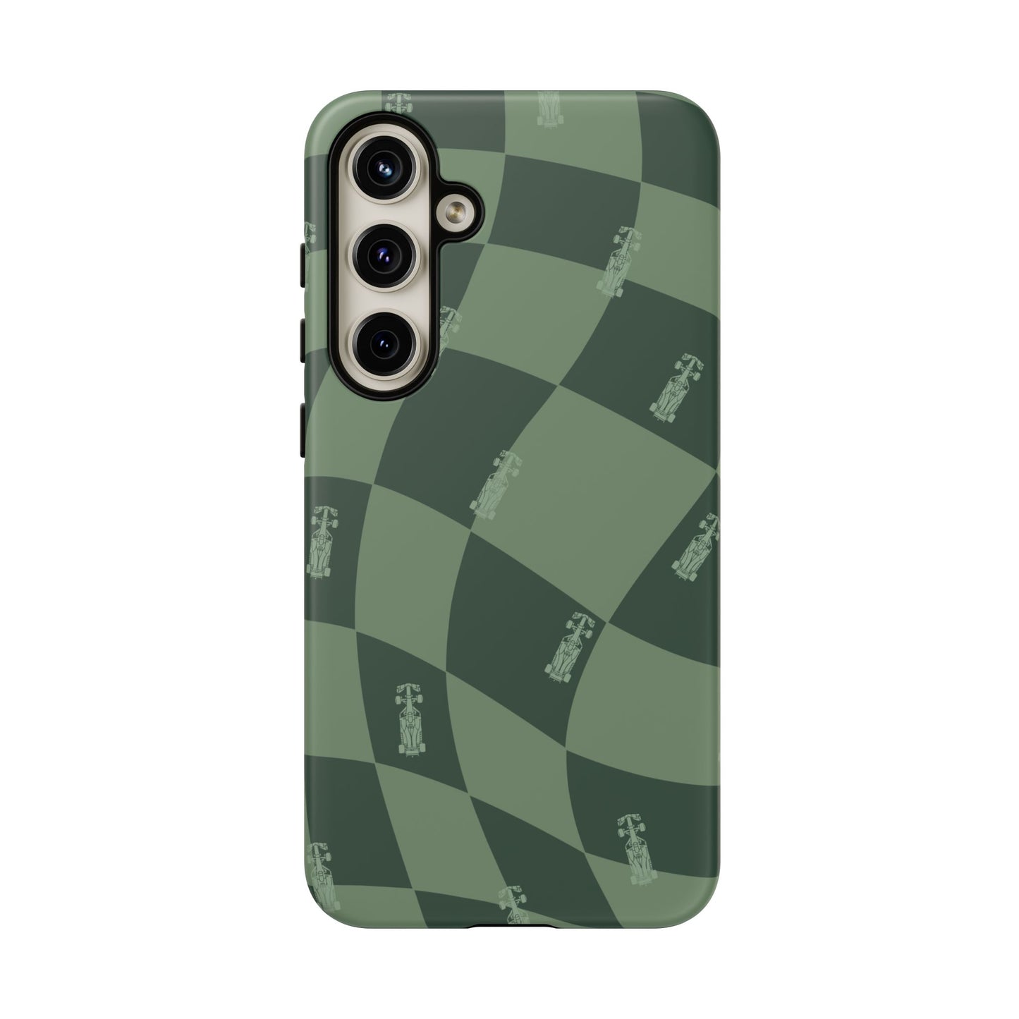 F1 Phone Case Green Checkerboard Design, Trendy F1 Gift, Formula 1 Gift, Cute F1 Phone Case, Unique Formula One Phone Case
