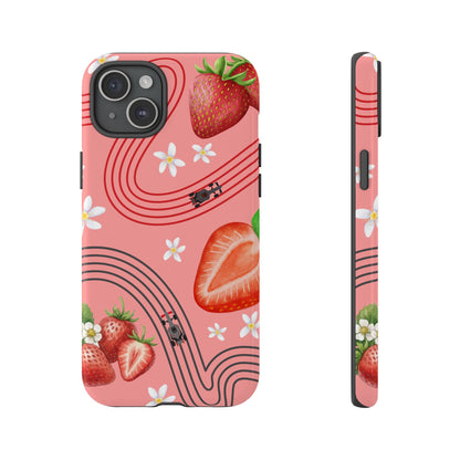 Red F1 Audi and Strawberries Phone Case, Trendy F1 Gift, Formula 1 Gift, Cute Fruit F1 Phone Case, Unique Phone Case