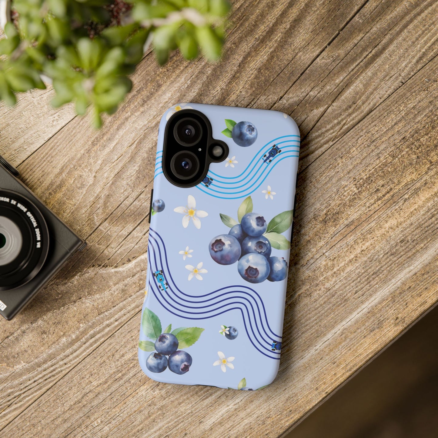 Blue F1 Williams and Blueberries Phone Case, Trendy F1 Gift, Formula 1 Gift, Cute Fruit F1 Phone Case, Unique Phone Case