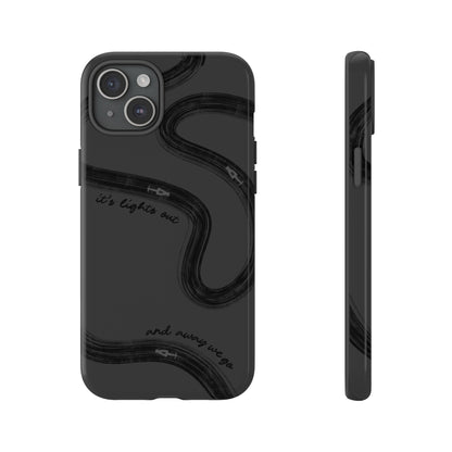 F1 Phone Case Monochrome Black Painted "its lights out and away we go", Trendy F1 Gift, Formula 1 Gift, Cute F1 Phone Case, Phone Case