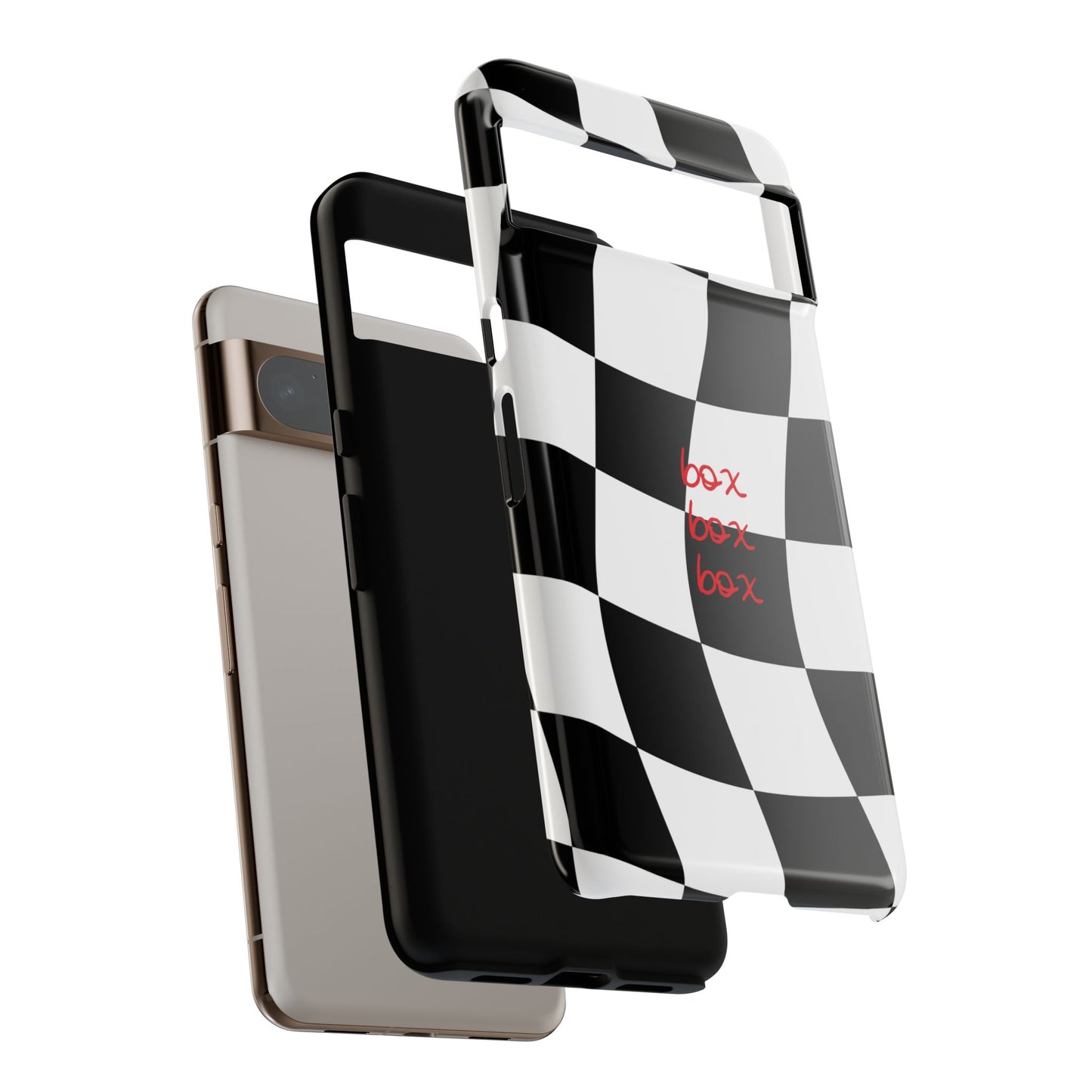 Black and Red Checkered F1 Phone Case, Box Box Box F1 Phone Case